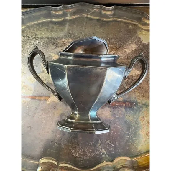 Gorgeous Antique Reed and Barton Art Deco Silver Plated Tea set #3690 with tray - Picture 8 of 16